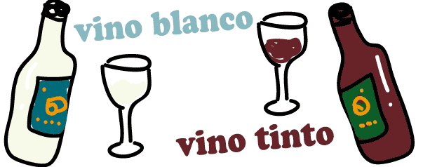 スペイン語　赤ワイン　白ワイン　インク